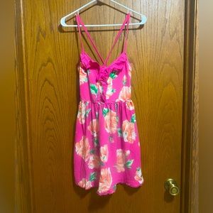 Hollister pink floral cross-back dress. Size large juniors.